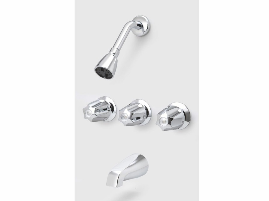 Bath & Kitchen Products B&K Tub & Shower | Three Metal Handle W/ Showerhead & Spout - Chrome