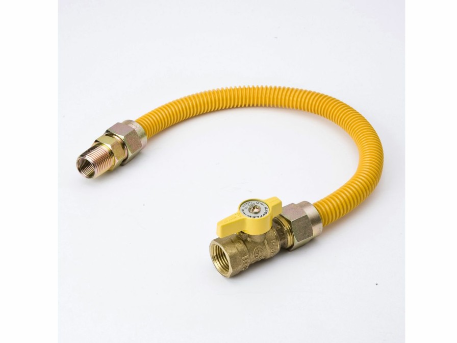 Valves, Fittings & Connectors ProLine Series Yellow Epoxy Coated Flexible Gas Connectors | 24-In 1/2-In Id Yellow Coated Csst Gas Connector - 1/2-In Mip X 1/2-In Fip