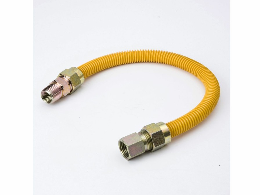 Valves, Fittings & Connectors ProLine Series Yellow Epoxy Coated Flexible Gas Connectors | 24-In 1/2-In Id Yellow Coated Csst Gas Connector - 1/2-In Mip X 1/2-In Fip