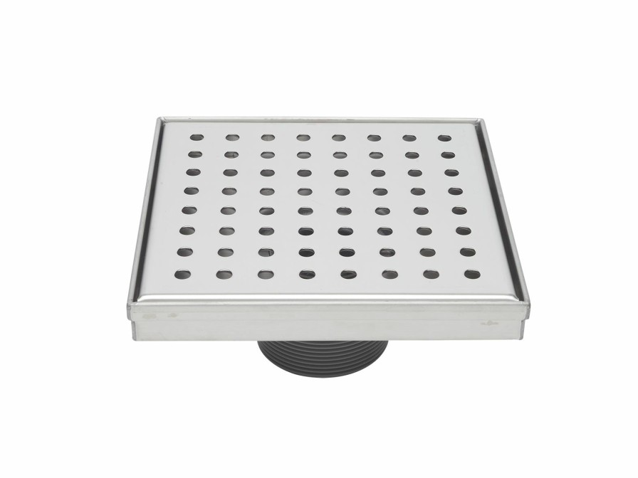 Bath & Kitchen Products B&K Square Models | 4-In Polished Chrome Zero Pattern Square 2-In Shower Drain