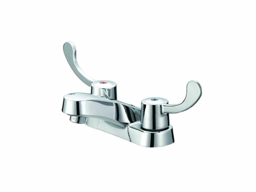 Bath & Kitchen Products B&K Lavatory | Two Metal Ada Lever Handle Less Pop-Up- Round Base - Brass Waterways - Chrome