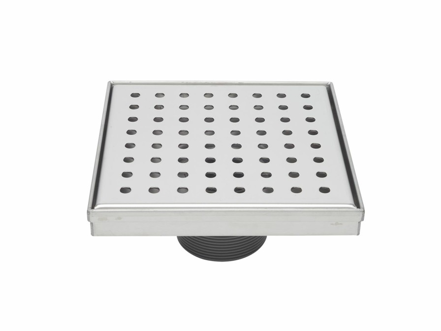 Bath & Kitchen Products B&K Square Models | 6-In Polished Chrome Zero Pattern Square 2-In Shower Drain