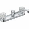 Bath & Kitchen Products B&K Kitchen | Two Acrylic Handle W/ Spray - Round Base - Brass Waterways - Chrome