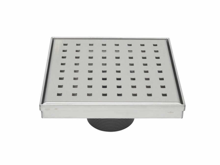 Bath & Kitchen Products B&K Square Models | 6-In Brushed Nickel Compact Grid Pattern Square 2-In Shower Drain