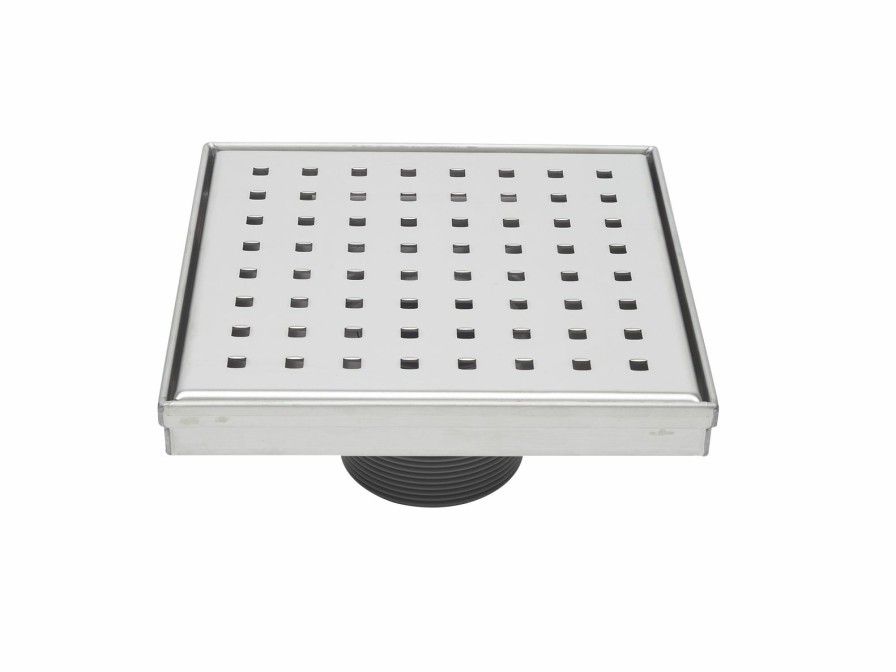 Bath & Kitchen Products B&K Square Models | 6-In Polished Chrome Compact Grid Pattern Square 2-In Shower Drain