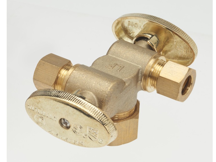 Valves, Fittings & Connectors ProLine Series Dual Outlet Stops | Brass 5/8-In Comp X 3/8-In Comp X 3/8-In Comp Dual Outlet Stop