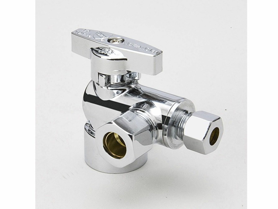 Valves, Fittings & Connectors ProLine Series Dual Outlet Stops | Chrome Plated Brass 1/2-In Fip X 3/8-In Comp X 1/4-In Comp Dual Outlet Stop