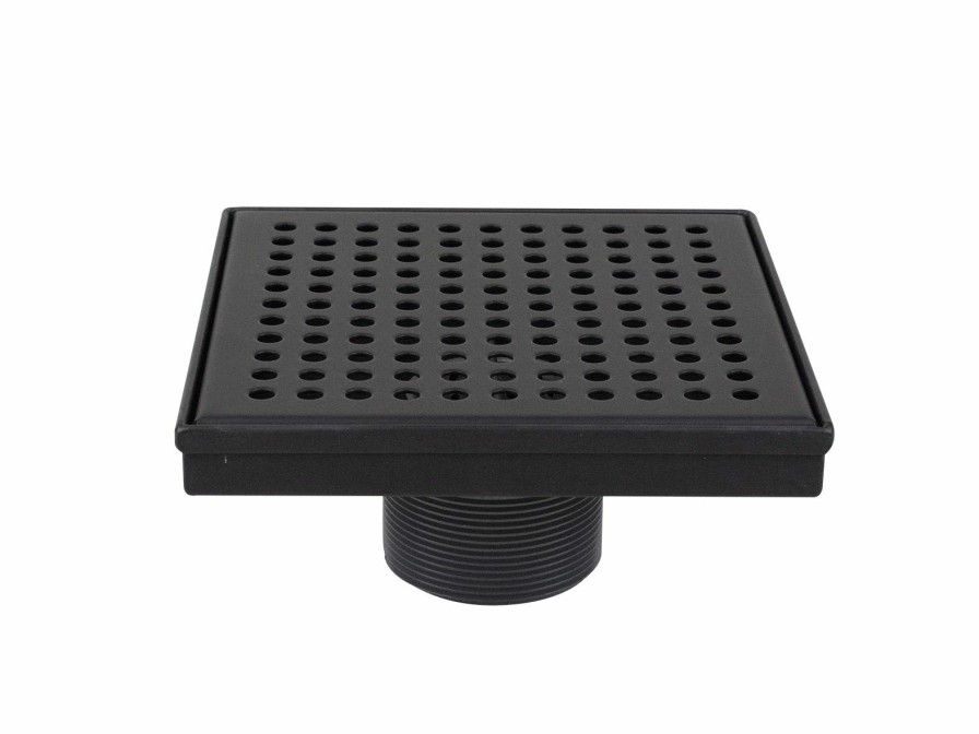 Bath & Kitchen Products B&K Square Models | 4-In Matte Black Zero Pattern Square 2-In Shower Drain