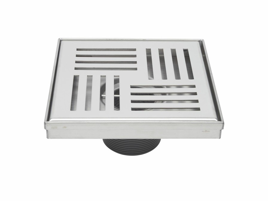 Bath & Kitchen Products B&K Square Models | 6-In Polished Chrome Elements Pattern Square 2-In Shower Drain