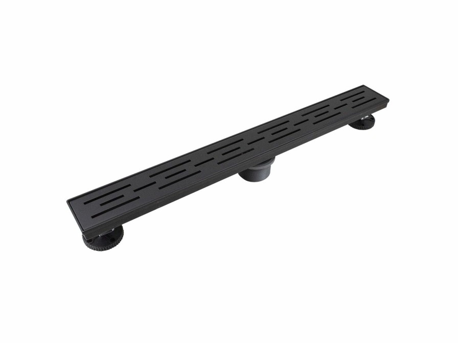 Bath & Kitchen Products B&K Linear Models | 24-In Matte Black Off-Set Pattern Linear 2-In Shower Drain