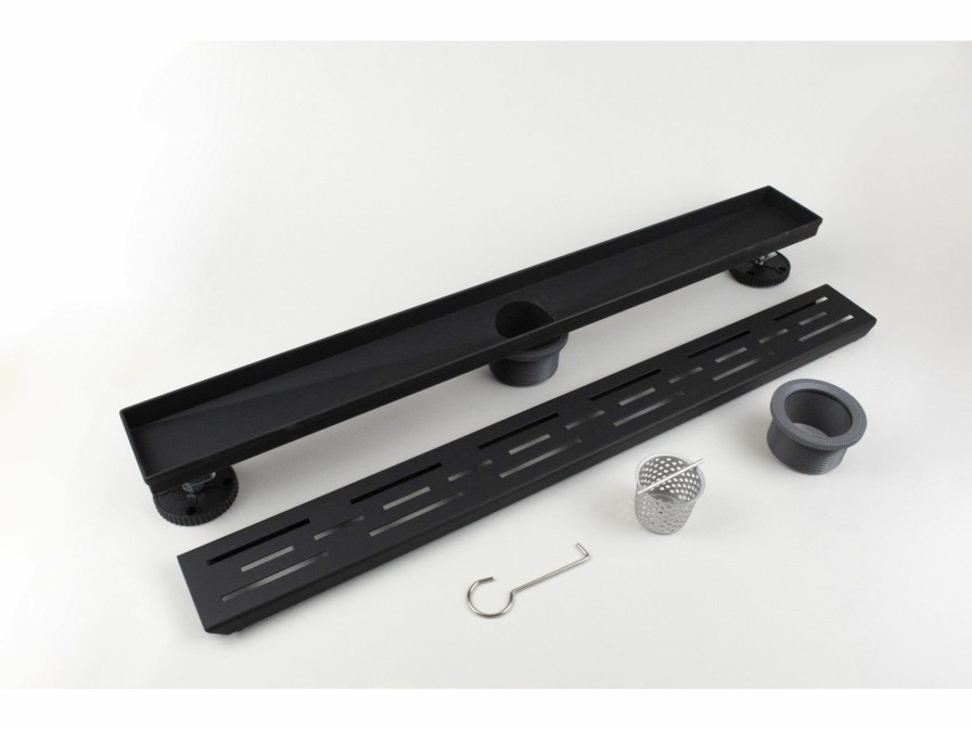 Bath & Kitchen Products B&K Linear Models | 24-In Matte Black Off-Set Pattern Linear 2-In Shower Drain