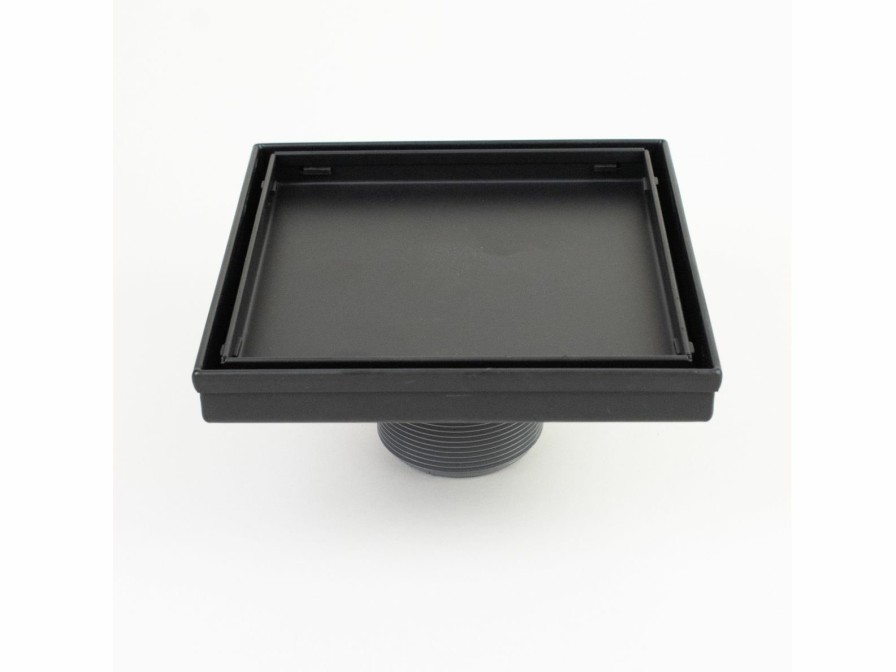 Bath & Kitchen Products B&K Square Models | 4-In Matte Black Tile-In Square 2-In Shower Drain