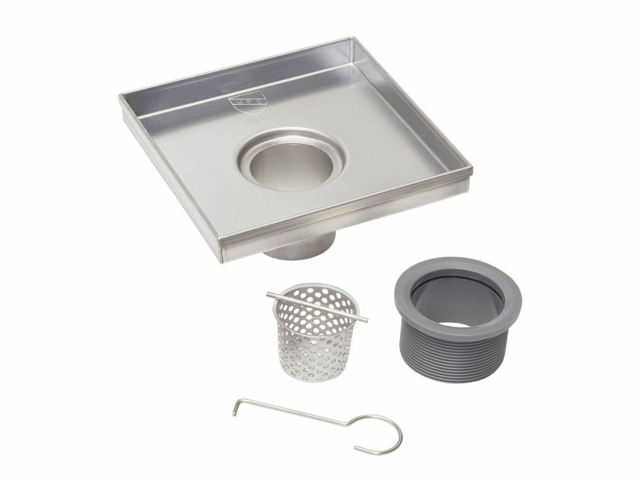 Bath & Kitchen Products B&K Square Models | 6-In Polished Chrome Off-Set Pattern Square 2-In Shower Drain