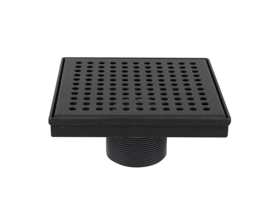 Bath & Kitchen Products B&K Square Models | 6-In Matte Black Zero Pattern Square 2-In Shower Drain