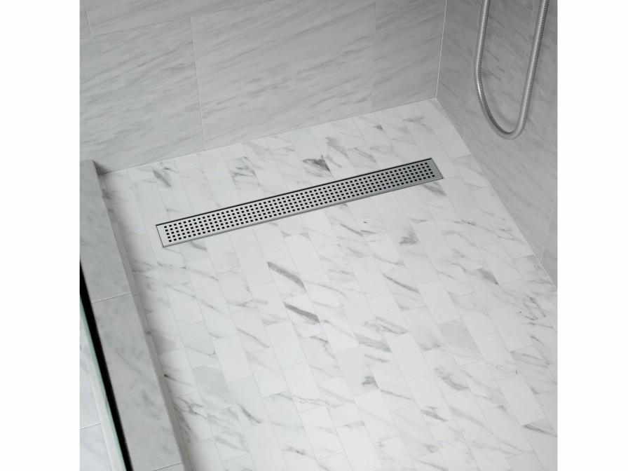 Bath & Kitchen Products B&K Linear Models | 36-In Polished Chrome Compact Grid Pattern Linear 2-In Shower Drain