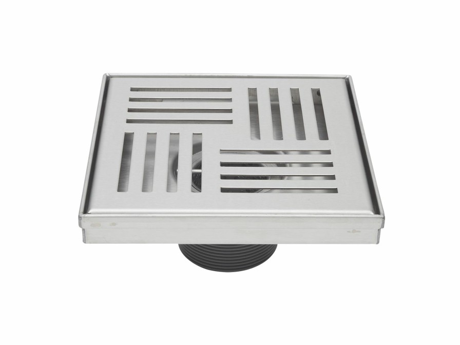 Bath & Kitchen Products B&K Square Models | 6-In Brushed Nickel Elements Pattern Square 2-In Shower Drain