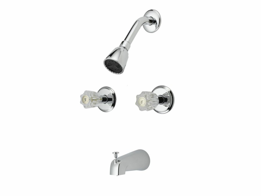 Bath & Kitchen Products B&K Tub & Shower | Two Acrylic Handle W/ Showerhead & Spout - Chrome