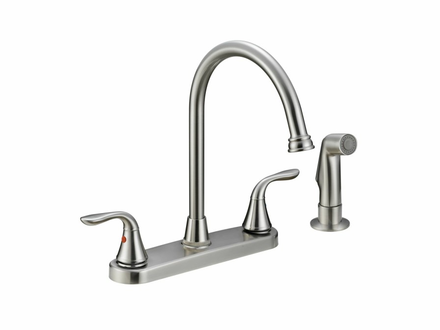 Bath & Kitchen Products B&K Kitchen | Two Metal Lever Handle High Arc W/Matching Spray - Brushed Nickel