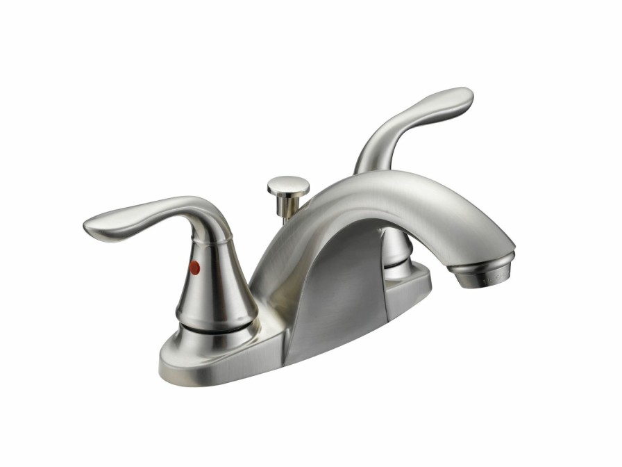 Bath & Kitchen Products B&K Lavatory | Two Metal Lever Handle W/ Pop-Up - Round Base - Brushed Nickel